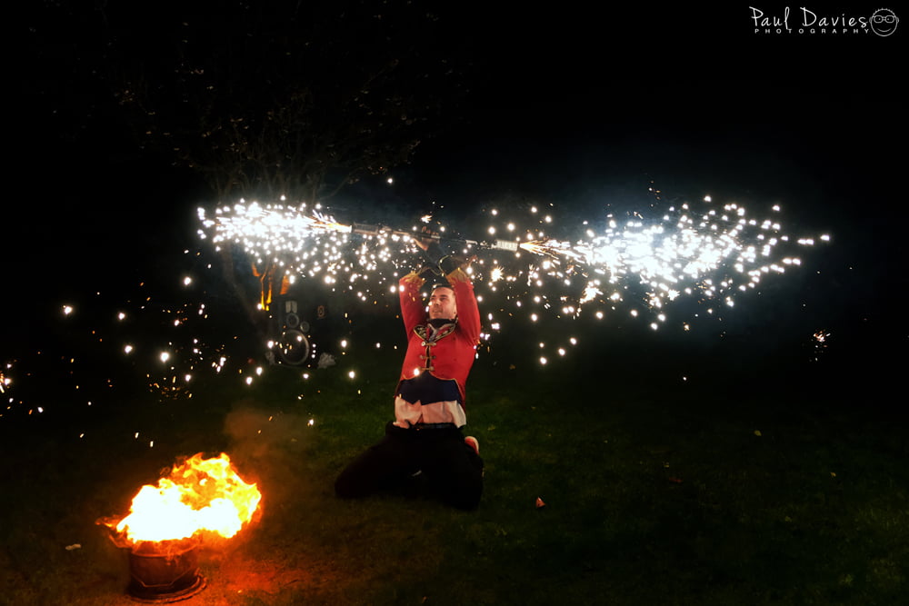 Fire spinners at the Oxwich Bay Hotel