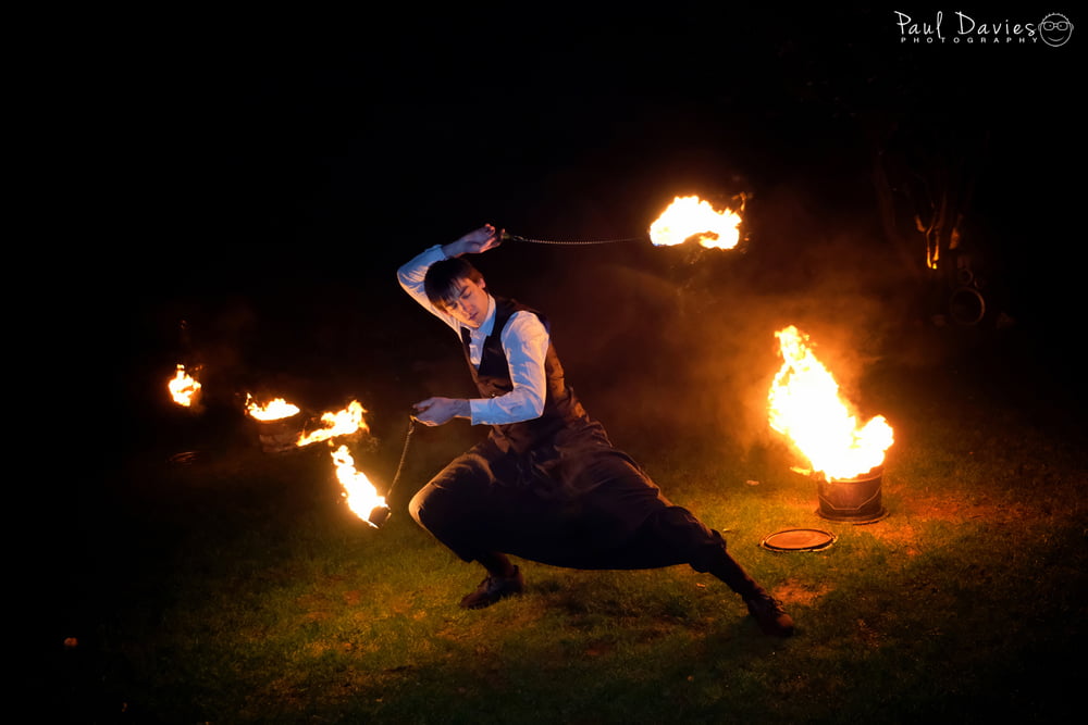 Fire spinners at Oxwich Bay Hotel