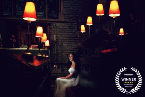 Bride in Church with lamps